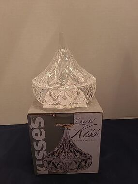 Hershey's Kiss Crystal Covered Candy Dish Clear Lead Shannon Crystal, New